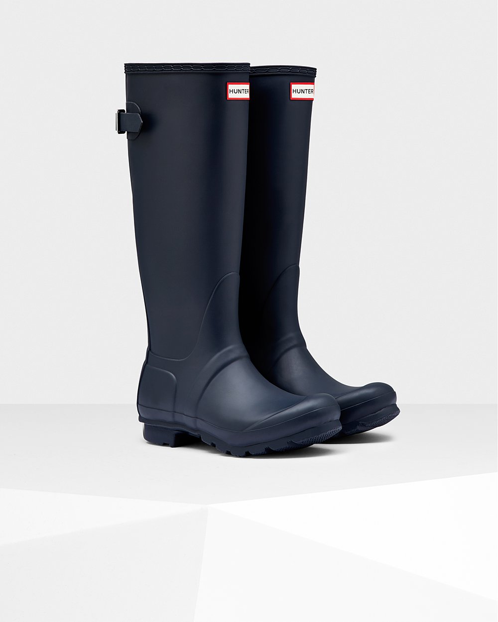 Womens Hunter Original Back Adjustable - Tall Rain Boots Navy - 1250-KZJQC